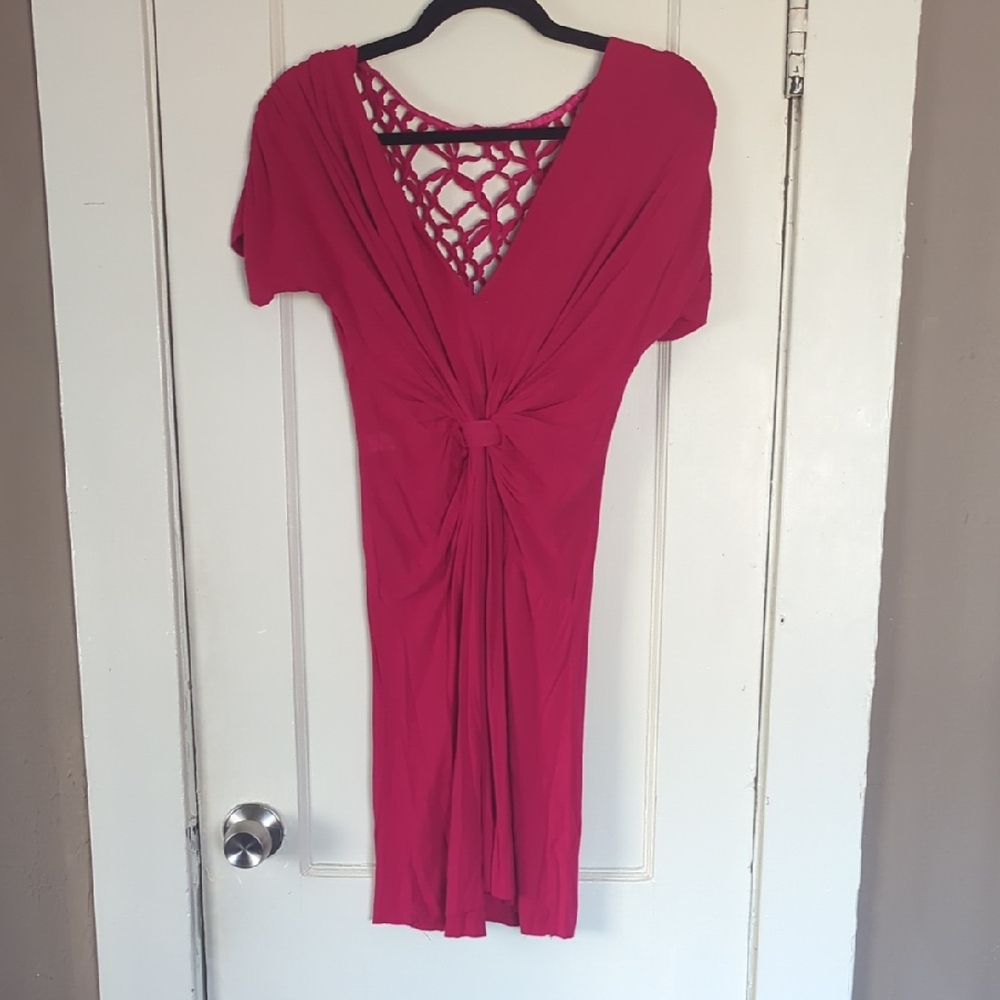 Free People Hot Pink Knot-Front Tee